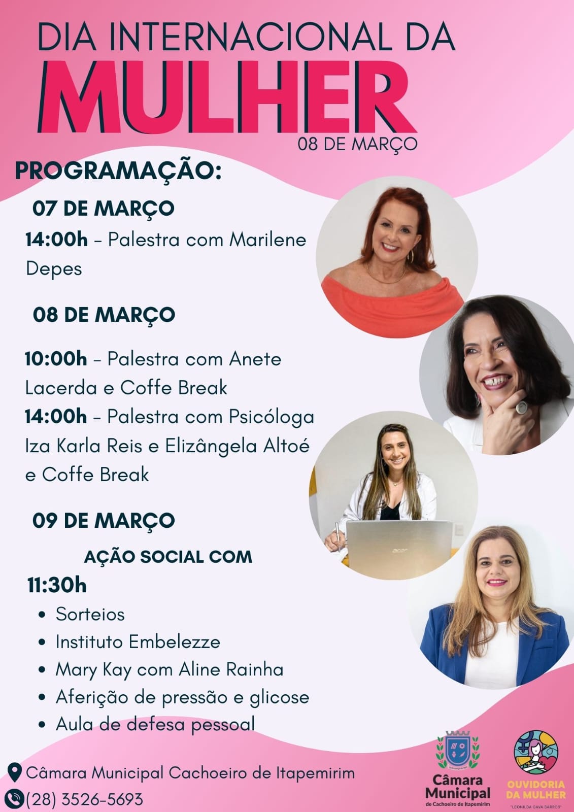 Semana da Mulher: Ouvidoria promove programação especial para elas na Câmara