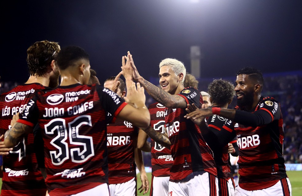 Comemoração de Pedro em Vélez Sarsfield x Flamengo - Foto: REUTERS/Matias Baglietto