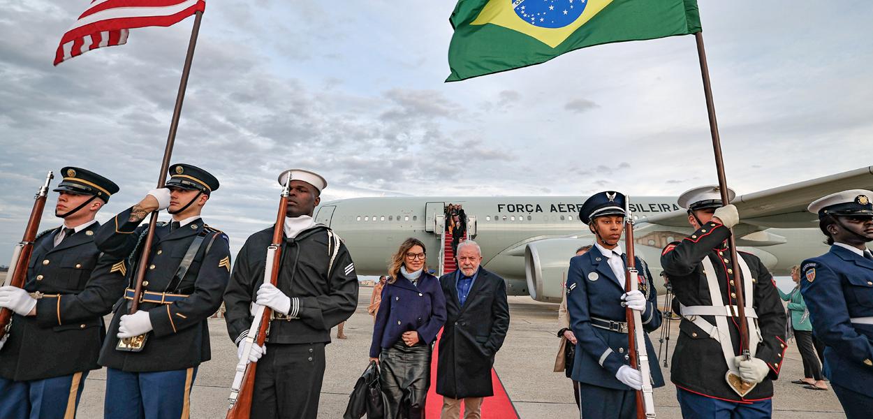 www.brasil247.com - Presidente da República, Luiz Inácio Lula da Silva, Janja, durante chegada em Washington. 09/02/2023