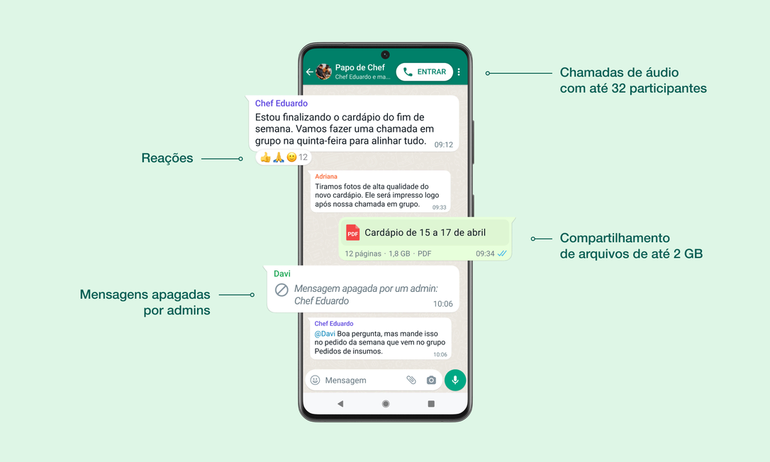 WhatsApp divulga atualizações Foto: Divulgação/META