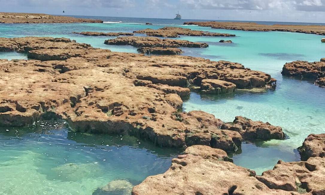 Atol das Rocas, no litoral do Rio Grande do Norte Foto: Wikimedia Commons / Reprodução