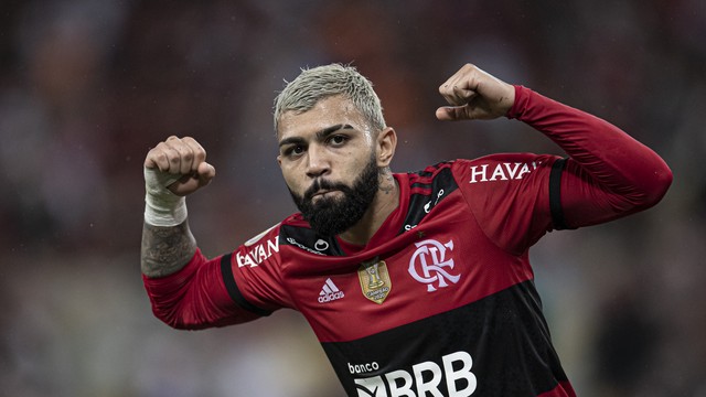 Gabigol comemora em Flamengo x Bahia