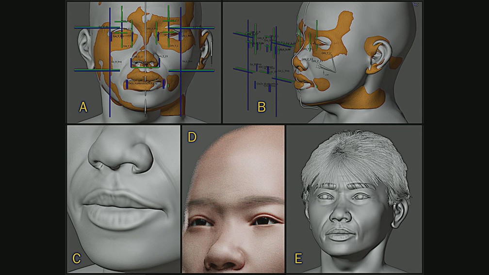 O trabalho de reconstrução facial que deu cara a Zuzu - Foto: Reprodução