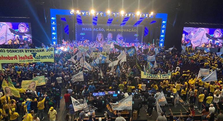 Convenção do MDB no DF, evento que oficializou a candidatura de Ibaneis Rocha ao governo