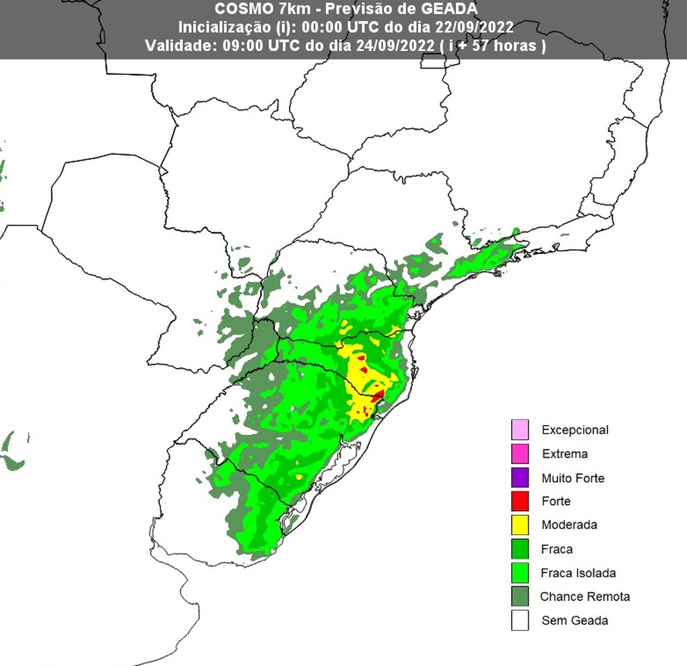 As baixas temperaturas ocasionarão geadas em três estados do Sul do país. - Foto: Inmet